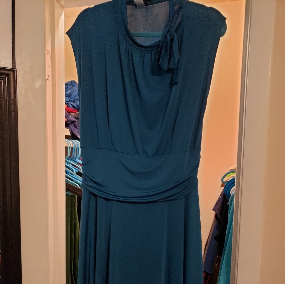 Teal tie-front dress